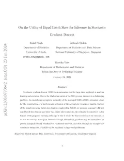 On the Utility of Equal Batch Sizes for Inference in Stochastic Gradient
  Descent