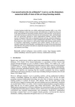 Can neural networks do arithmetic? A survey on the elementary numerical
  skills of state-of-the-art deep learning models