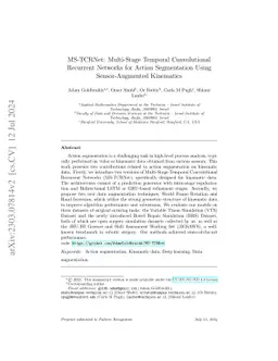 MS-TCRNet: Multi-Stage Temporal Convolutional Recurrent Networks for
  Action Segmentation Using Sensor-Augmented Kinematics