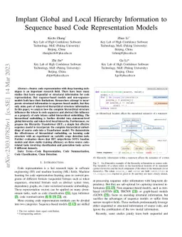 Implant Global and Local Hierarchy Information to Sequence based Code
  Representation Models