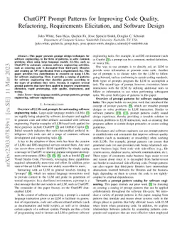 ChatGPT Prompt Patterns for Improving Code Quality, Refactoring,
  Requirements Elicitation, and Software Design