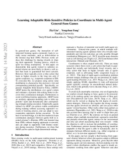 Learning Adaptable Risk-Sensitive Policies to Coordinate in Multi-Agent
  General-Sum Games