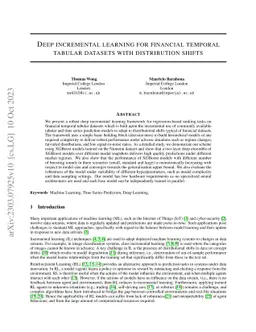 Deep incremental learning models for financial temporal tabular datasets
  with distribution shifts