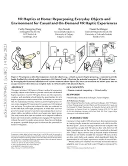 VR Haptics at Home: Repurposing Everyday Objects and Environment for
  Casual and On-Demand VR Haptic Experiences
