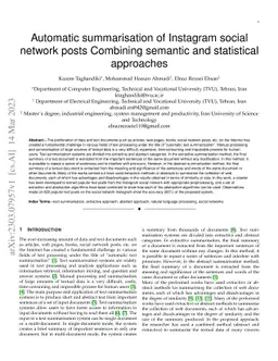 Automatic summarisation of Instagram social network posts Combining
  semantic and statistical approaches