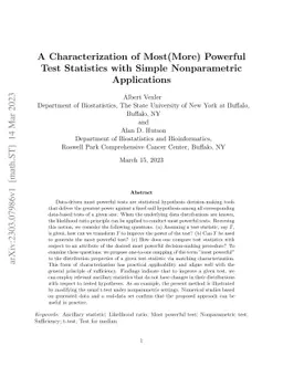 A Characterization of Most(More) Powerful Test Statistics with Simple
  Nonparametric Applications