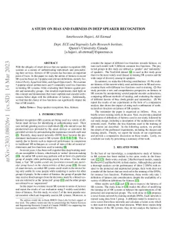 A Study on Bias and Fairness In Deep Speaker Recognition