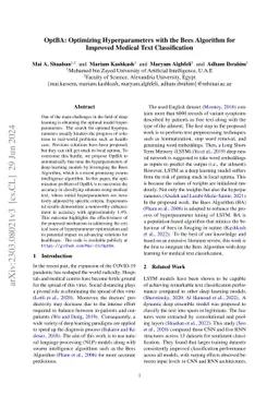 OptBA: Optimizing Hyperparameters with the Bees Algorithm for Improved
  Medical Text Classification