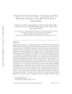 Progress Note Understanding -- Assessment and Plan Reasoning: Overview
  of the 2022 N2C2 Track 3 Shared Task