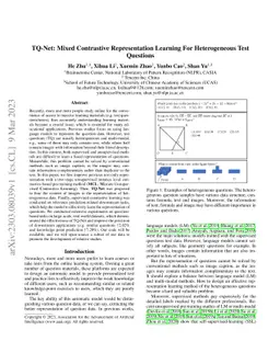 TQ-Net: Mixed Contrastive Representation Learning For Heterogeneous Test
  Questions