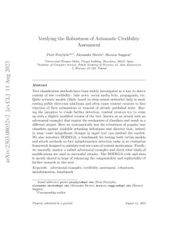 Verifying the Robustness of Automatic Credibility Assessment