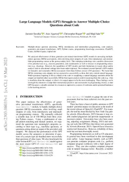 Large Language Models (GPT) Struggle to Answer Multiple-Choice Questions
  about Code