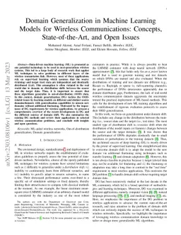 Domain Generalization in Machine Learning Models for Wireless
  Communications: Concepts, State-of-the-Art, and Open Issues