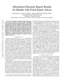 Information-Theoretic Regret Bounds for Bandits with Fixed Expert Advice