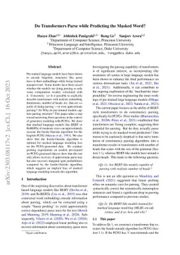 Do Transformers Parse while Predicting the Masked Word?