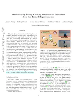 Manipulate by Seeing: Creating Manipulation Controllers from Pre-Trained
  Representations