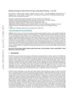 Digital staining in optical microscopy using deep learning -- a review