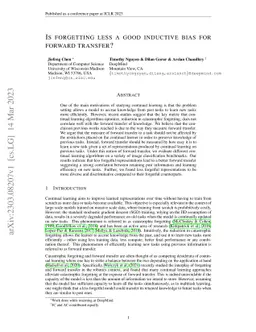 Is forgetting less a good inductive bias for forward transfer?