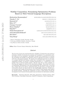 NL4Opt Competition: Formulating Optimization Problems Based on Their
  Natural Language Descriptions