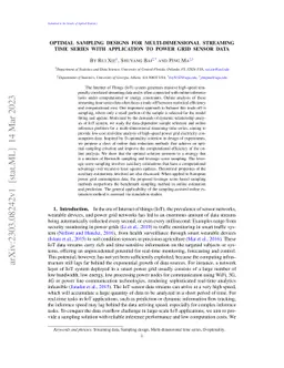 Optimal Sampling Designs for Multi-dimensional Streaming Time Series
  with Application to Power Grid Sensor Data