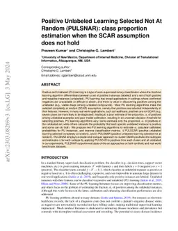 Positive Unlabeled Learning Selected Not At Random (PULSNAR): class
  proportion estimation when the SCAR assumption does not hold