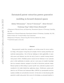 Automated patent extraction powers generative modeling in focused
  chemical spaces