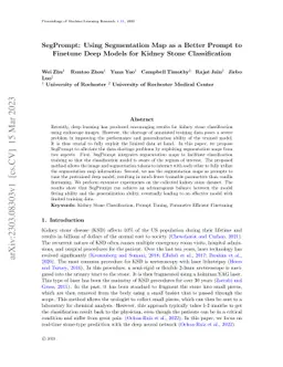 SegPrompt: Using Segmentation Map as a Better Prompt to Finetune Deep
  Models for Kidney Stone Classification