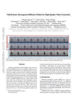 VideoFusion: Decomposed Diffusion Models for High-Quality Video
  Generation