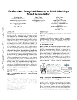 FactReranker: Fact-guided Reranker for Faithful Radiology Report
  Summarization