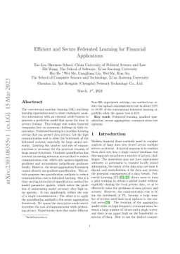 Efficient and Secure Federated Learning for Financial Applications