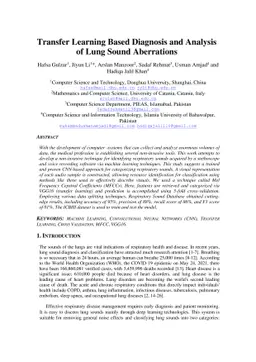 Transfer Learning Based Diagnosis and Analysis of Lung Sound Aberrations