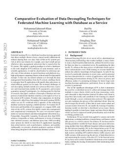 Comparative Evaluation of Data Decoupling Techniques for Federated
  Machine Learning with Database as a Service