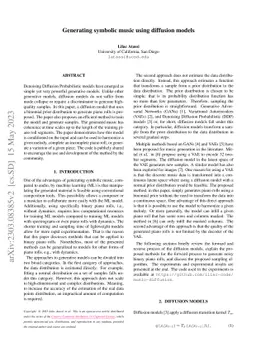 Generating symbolic music using diffusion models