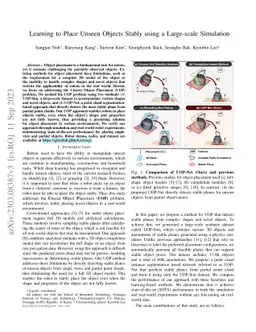 Learning to Place Unseen Objects Stably using a Large-scale Simulation