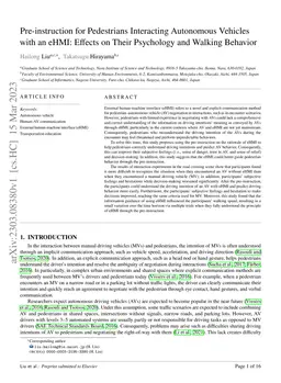 Pre-instruction for Pedestrians Interacting Autonomous Vehicles with an
  eHMI: Effects on Their Psychology and Walking Behavior