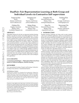 DualFair: Fair Representation Learning at Both Group and Individual
  Levels via Contrastive Self-supervision