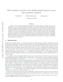 Policy Gradient Converges to the Globally Optimal Policy for Nearly Linear-Quadratic Regulators