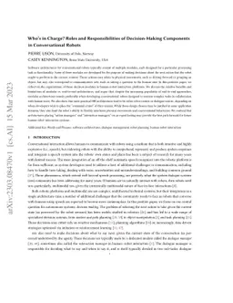 Who's in Charge? Roles and Responsibilities of Decision-Making
  Components in Conversational Robots