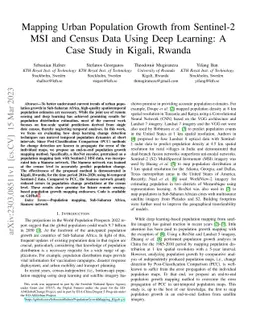 Mapping Urban Population Growth from Sentinel-2 MSI and Census Data
  Using Deep Learning: A Case Study in Kigali, Rwanda