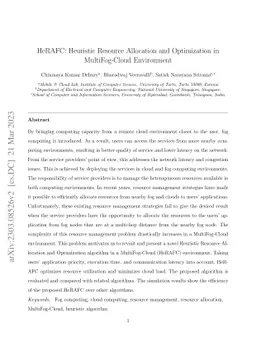 HeRAFC: Heuristic Resource Allocation and Optimization in MultiFog-Cloud
  Environment