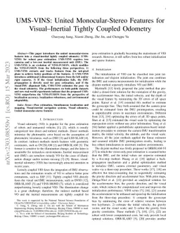 UMS-VINS: United Monocular-Stereo Features for Visual-Inertial Tightly
  Coupled Odometry