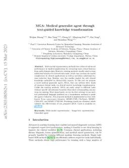 MGA: Medical generalist agent through text-guided knowledge
  transformation