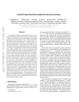 Visual Prompt Based Personalized Federated Learning