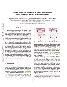 Weakly Supervised Monocular 3D Object Detection using Multi-View
  Projection and Direction Consistency