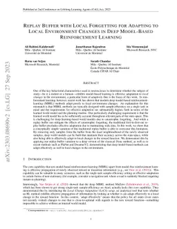 Replay Buffer with Local Forgetting for Adapting to Local Environment
  Changes in Deep Model-Based Reinforcement Learning