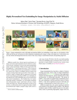 Highly Personalized Text Embedding for Image Manipulation by Stable
  Diffusion