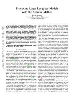 Prompting Large Language Models With the Socratic Method