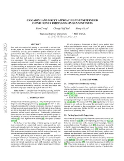 Cascading and Direct Approaches to Unsupervised Constituency Parsing on
  Spoken Sentences