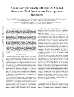 Cloud Services Enable Efficient AI-Guided Simulation Workflows across
  Heterogeneous Resources