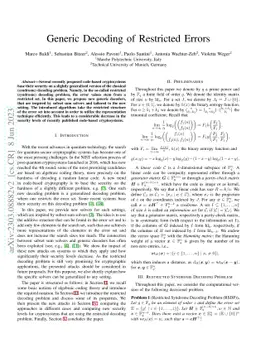 Generic Decoding of Restricted Errors